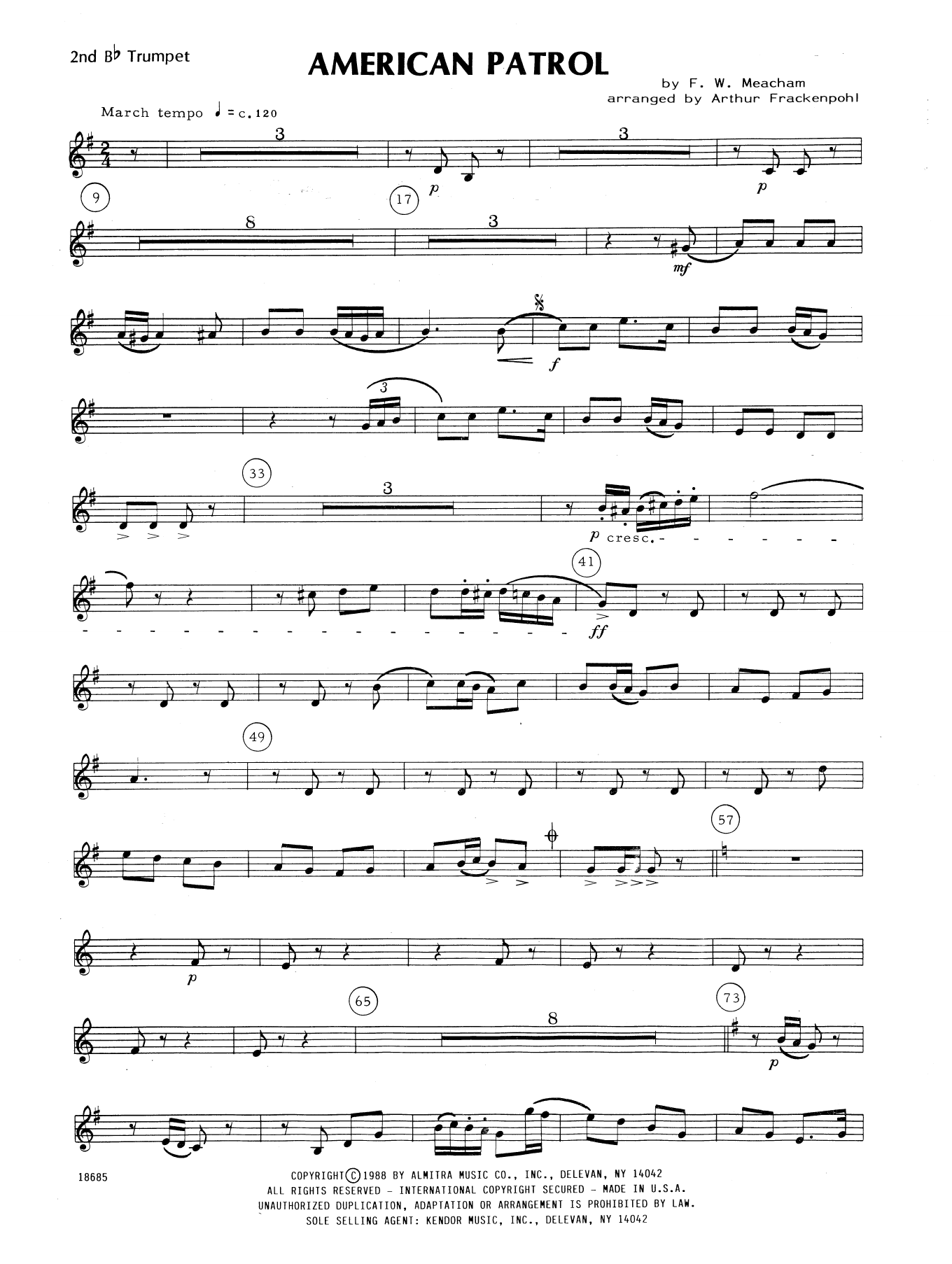 Download Meacham American Patrol - 2nd Bb Trumpet Sheet Music