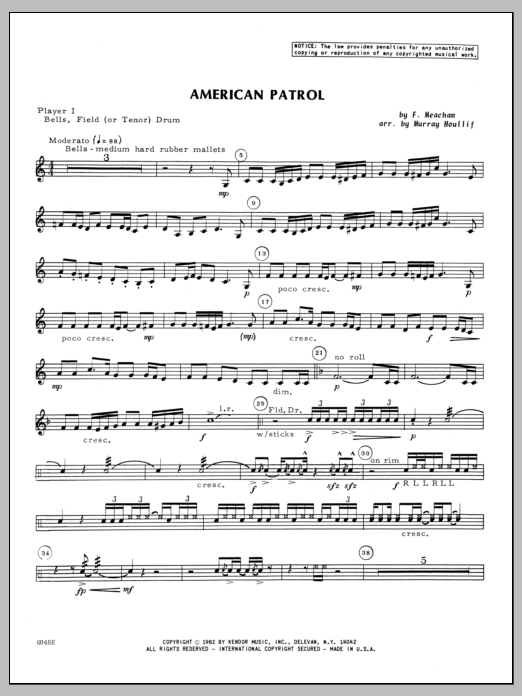 Download Houllif American Patrol - Percussion 1 Sheet Music