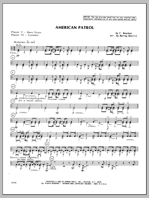 Download Houllif American Patrol - Percussion 5 & 6 Sheet Music