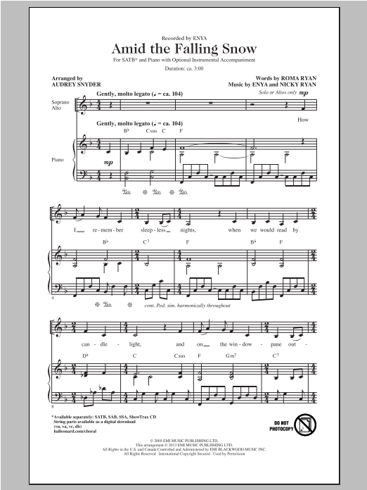 Download Enya Amid The Falling Snow (arr. Audrey Snyd Sheet Music