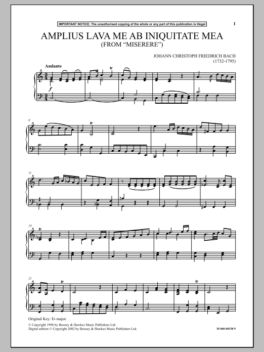Download Johann Christoph Friedrich Bach Amplius Lava Me Ab Iniquitate Mea (from Sheet Music