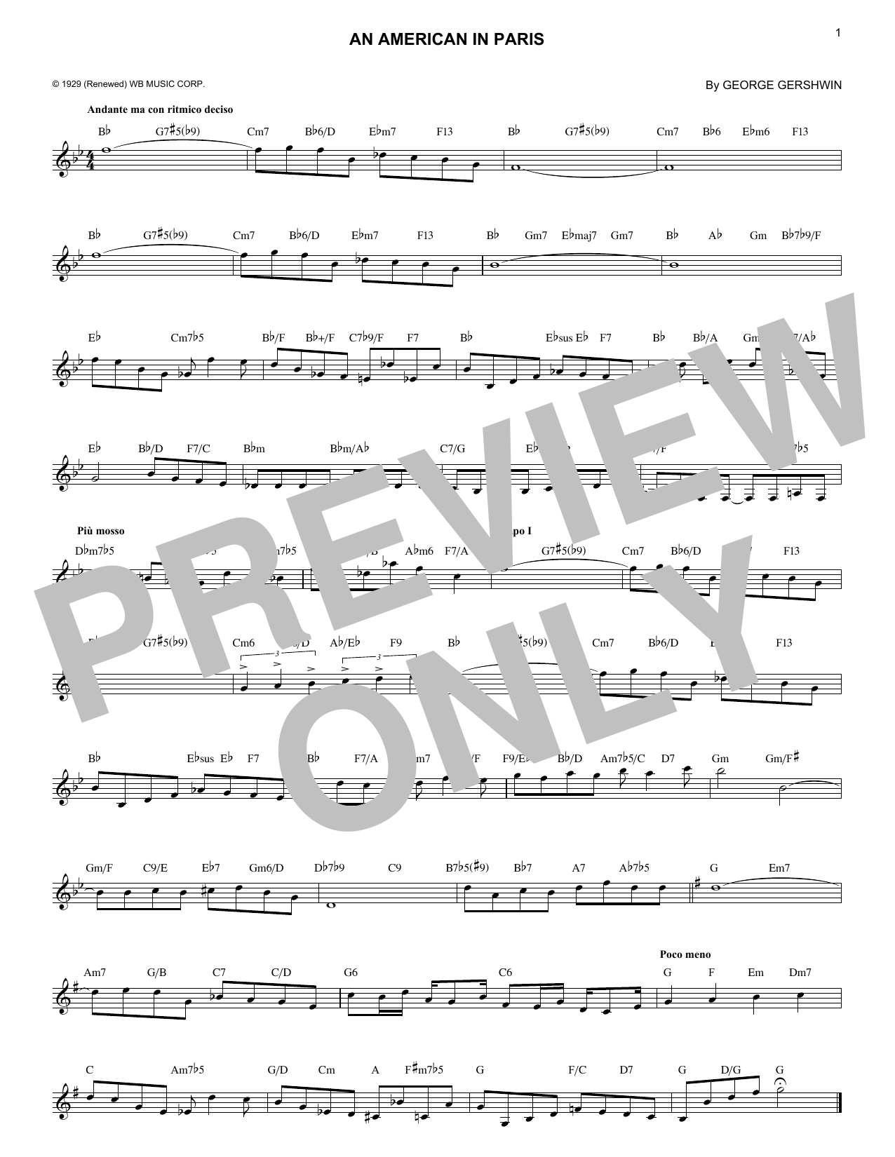 Download George Gershwin An American In Paris Sheet Music