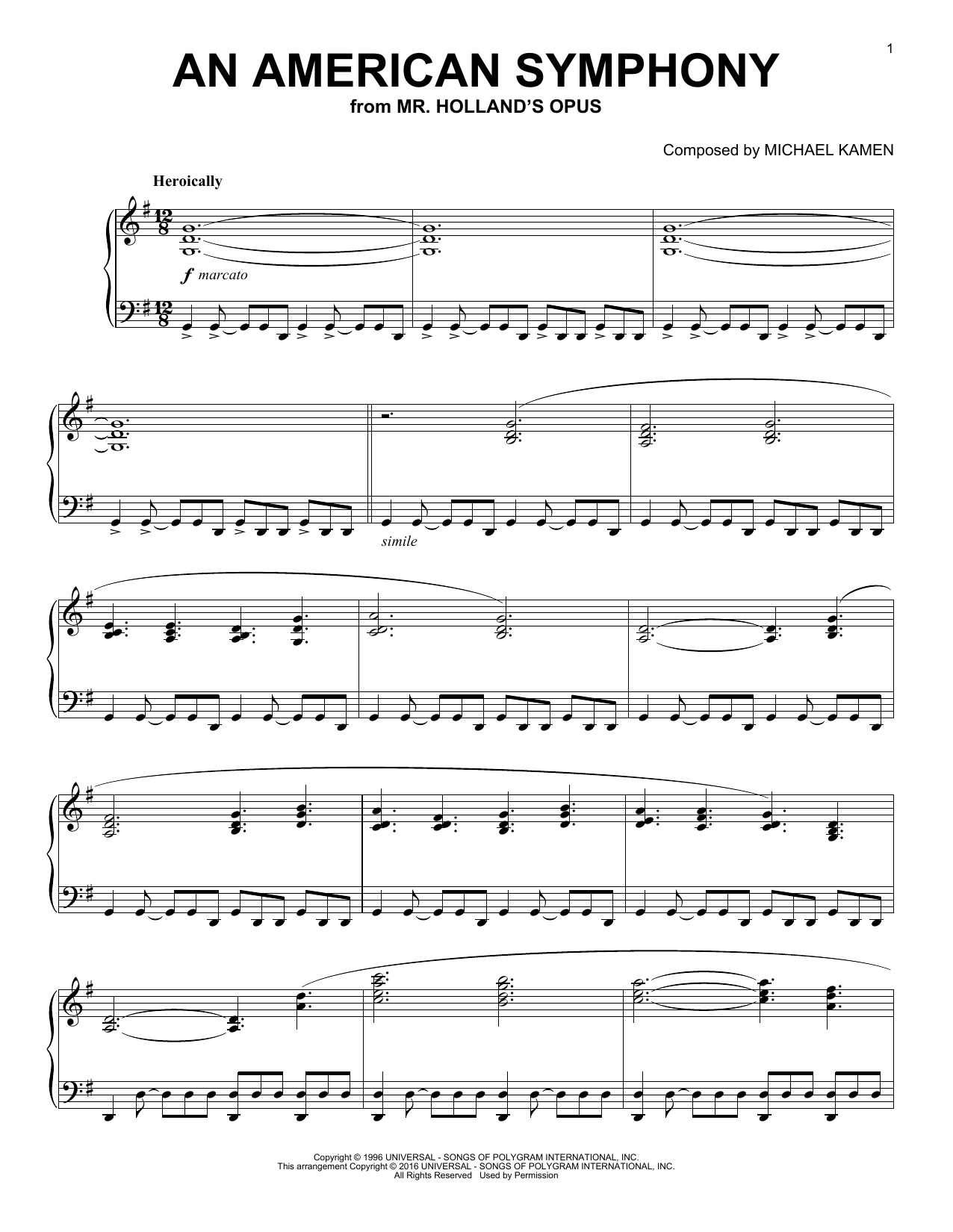 Download Michael Kamen An American Symphony Sheet Music