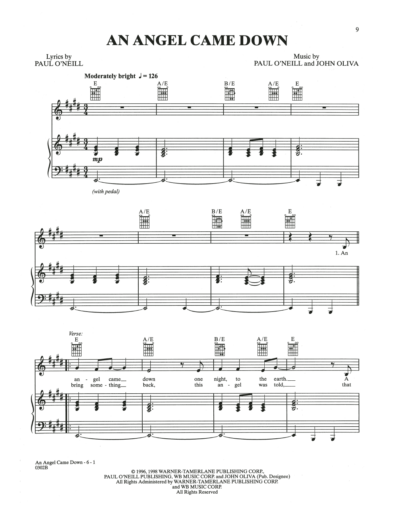 Download Trans-Siberian Orchestra An Angel Came Down Sheet Music