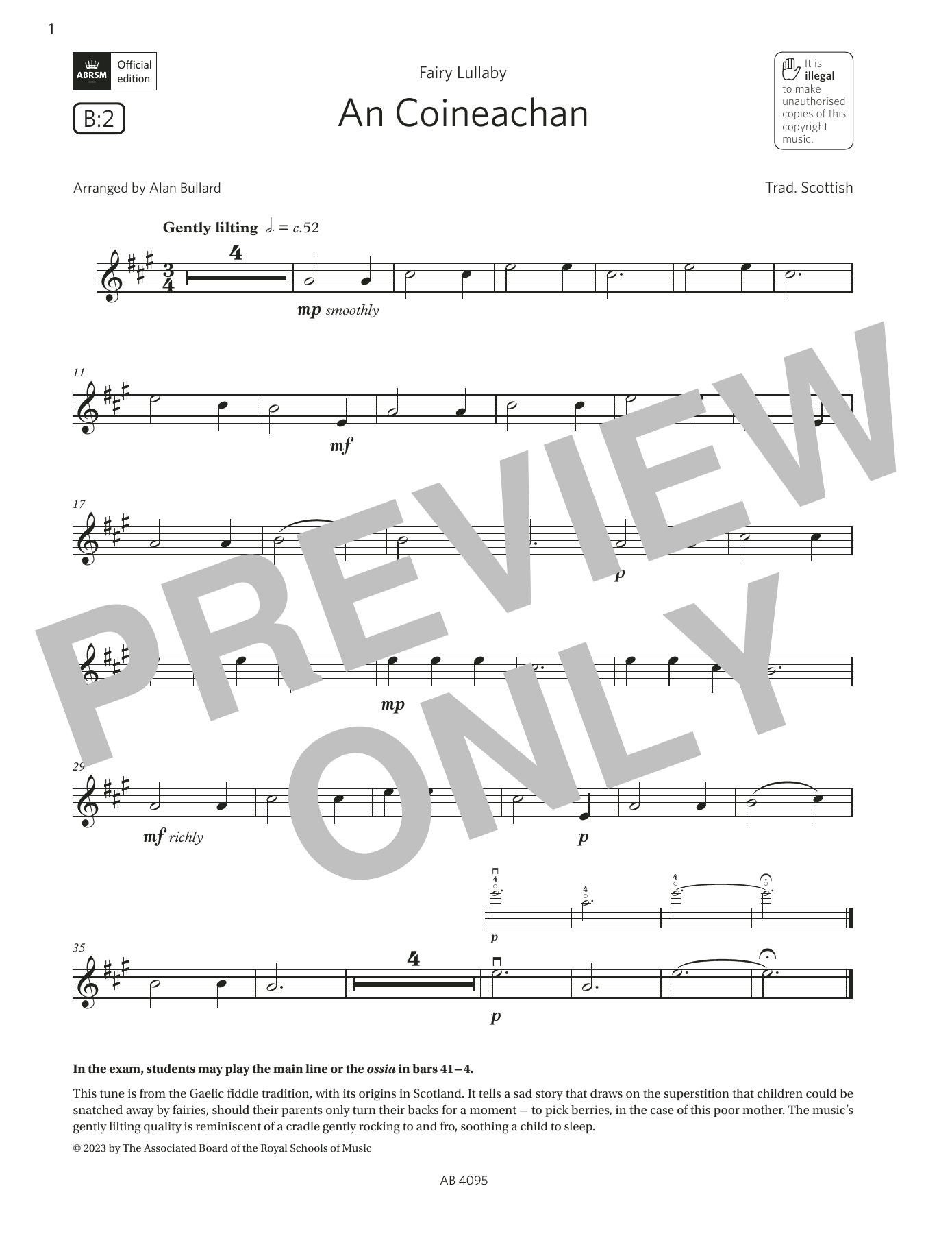 Download Trad. Scottish An Coineachan (Grade 1, B2, from the AB Sheet Music