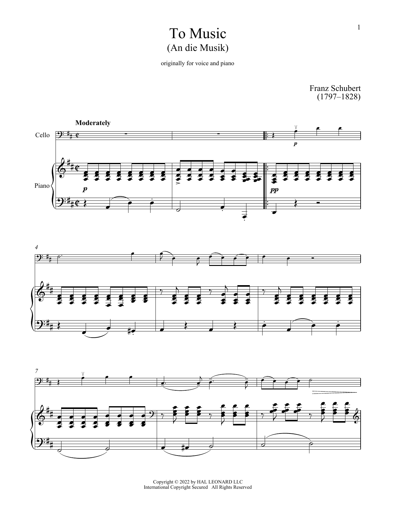 Download Franz Schubert An Die Musik Sheet Music