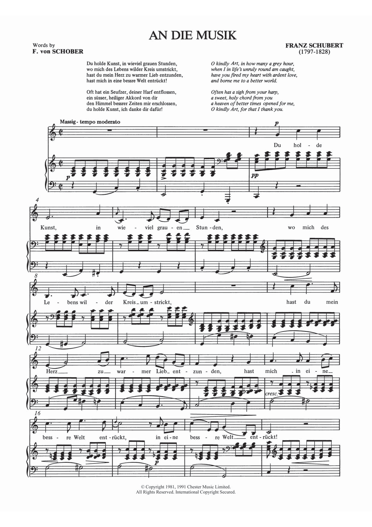 Download Franz Schubert An Die Musik Sheet Music