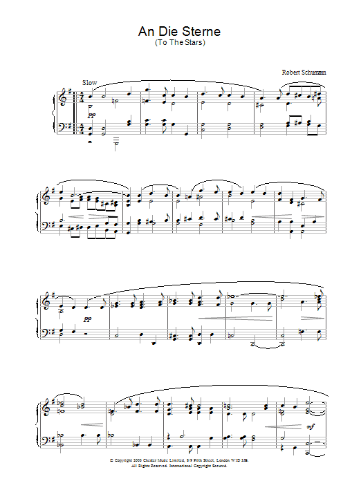 Download Robert Schumann An Die Sterne Sheet Music