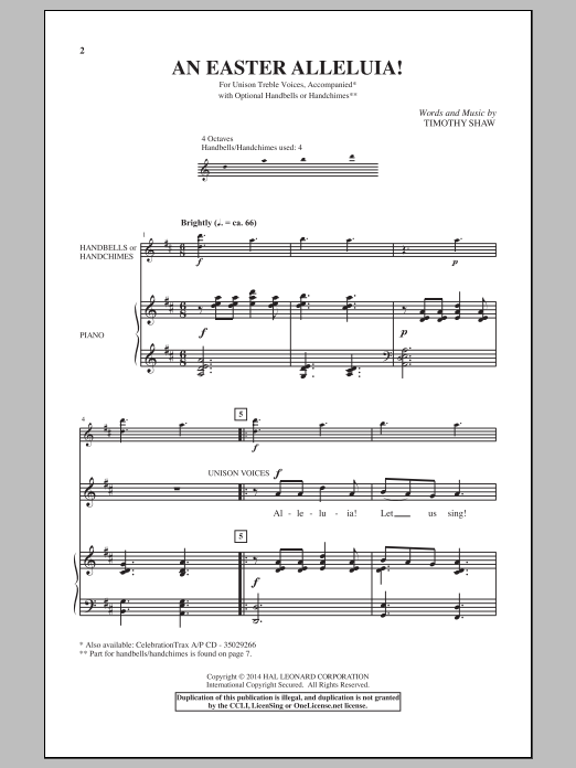 Download Timothy Shaw An Easter Alleluia Sheet Music