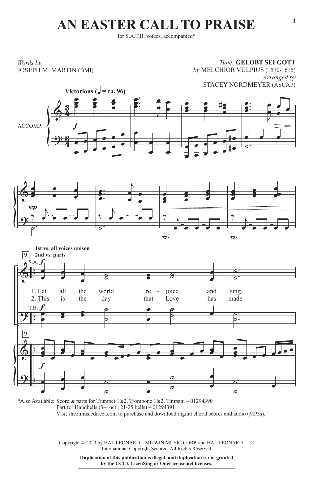 Joseph M. Martin An Easter Call To Praise (arr. Stacey Nordmeyer) sheet music notes printable PDF score