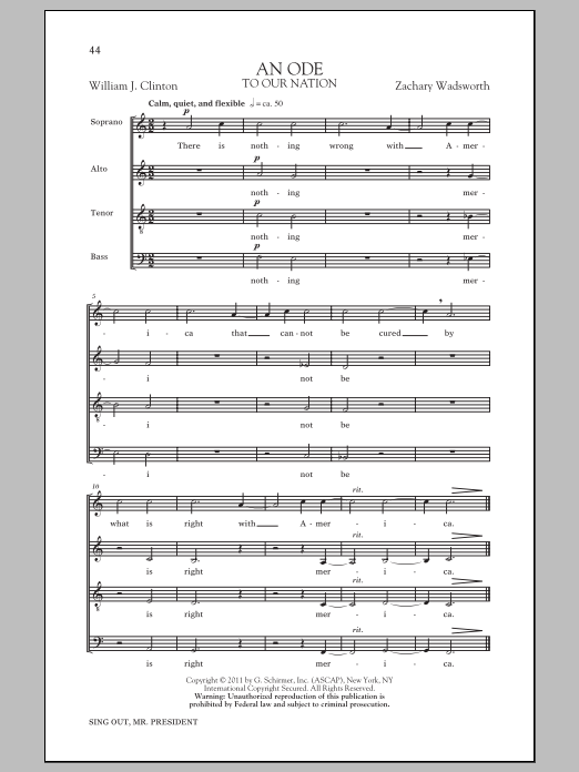 Download Zachary Wadsworth An Ode Sheet Music