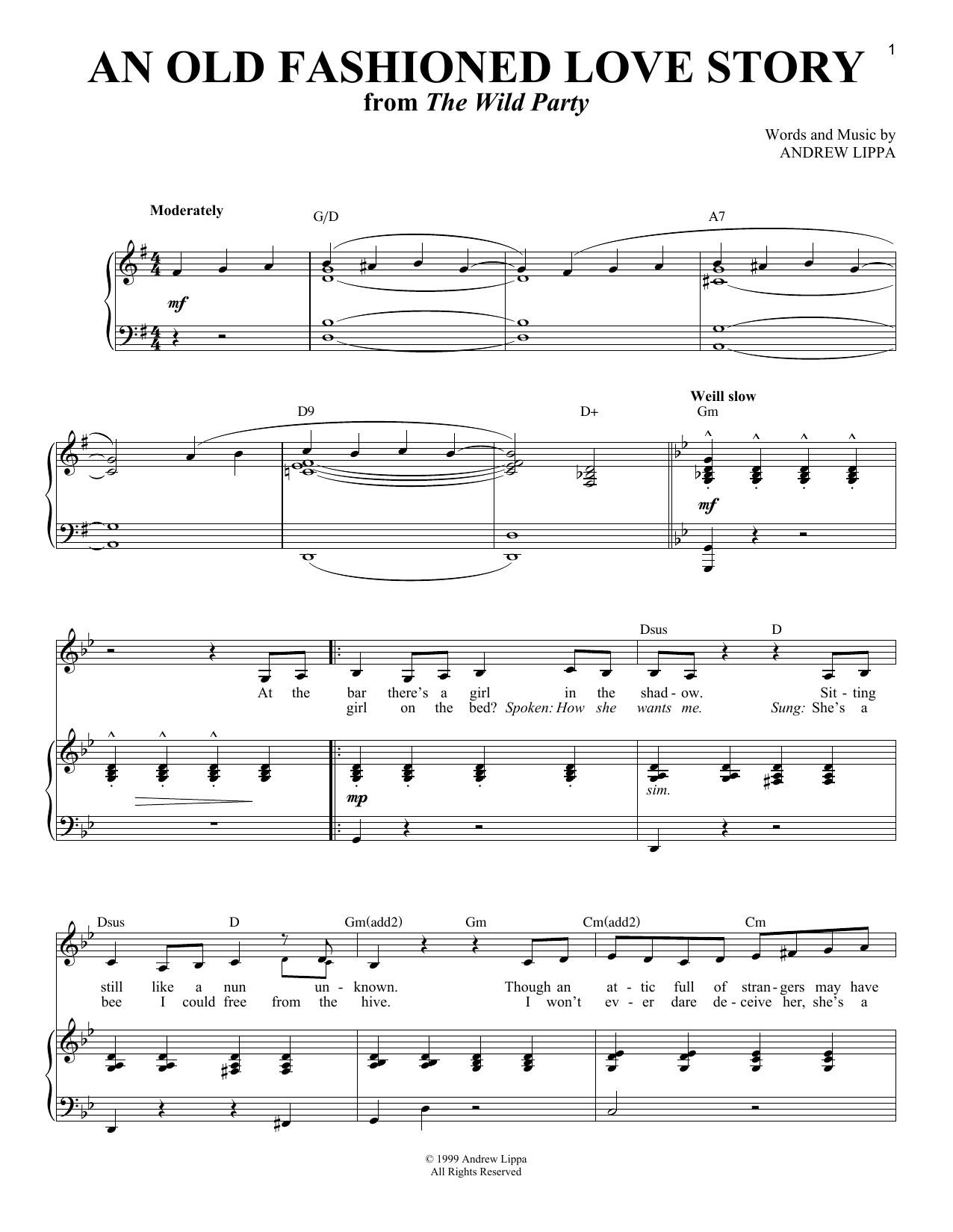 Download Andrew Lippa An Old Fashioned Love Story Sheet Music