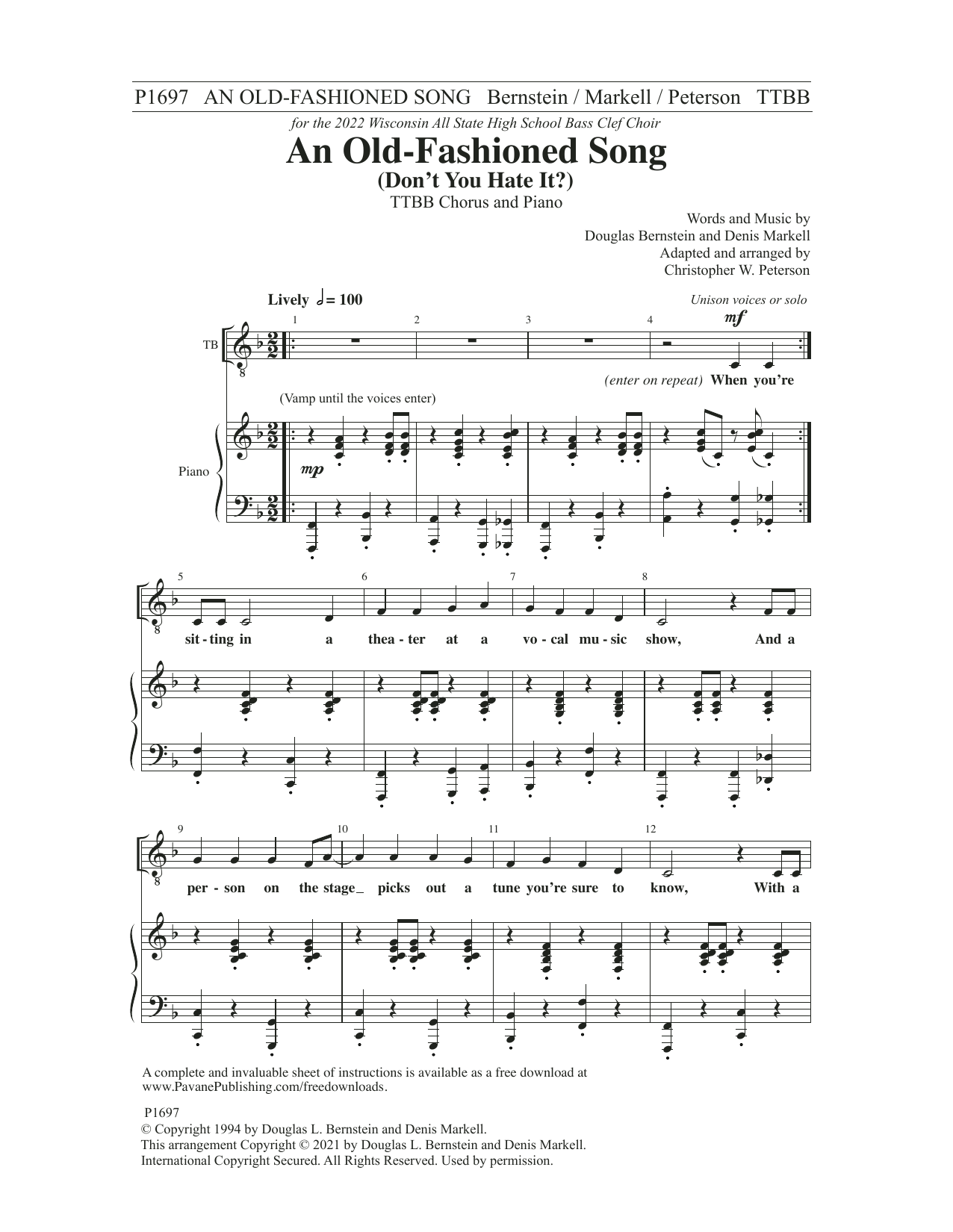 Download Douglas Bernstein and Denis Markell An Old-Fashioned Song (Don't You Hate I Sheet Music