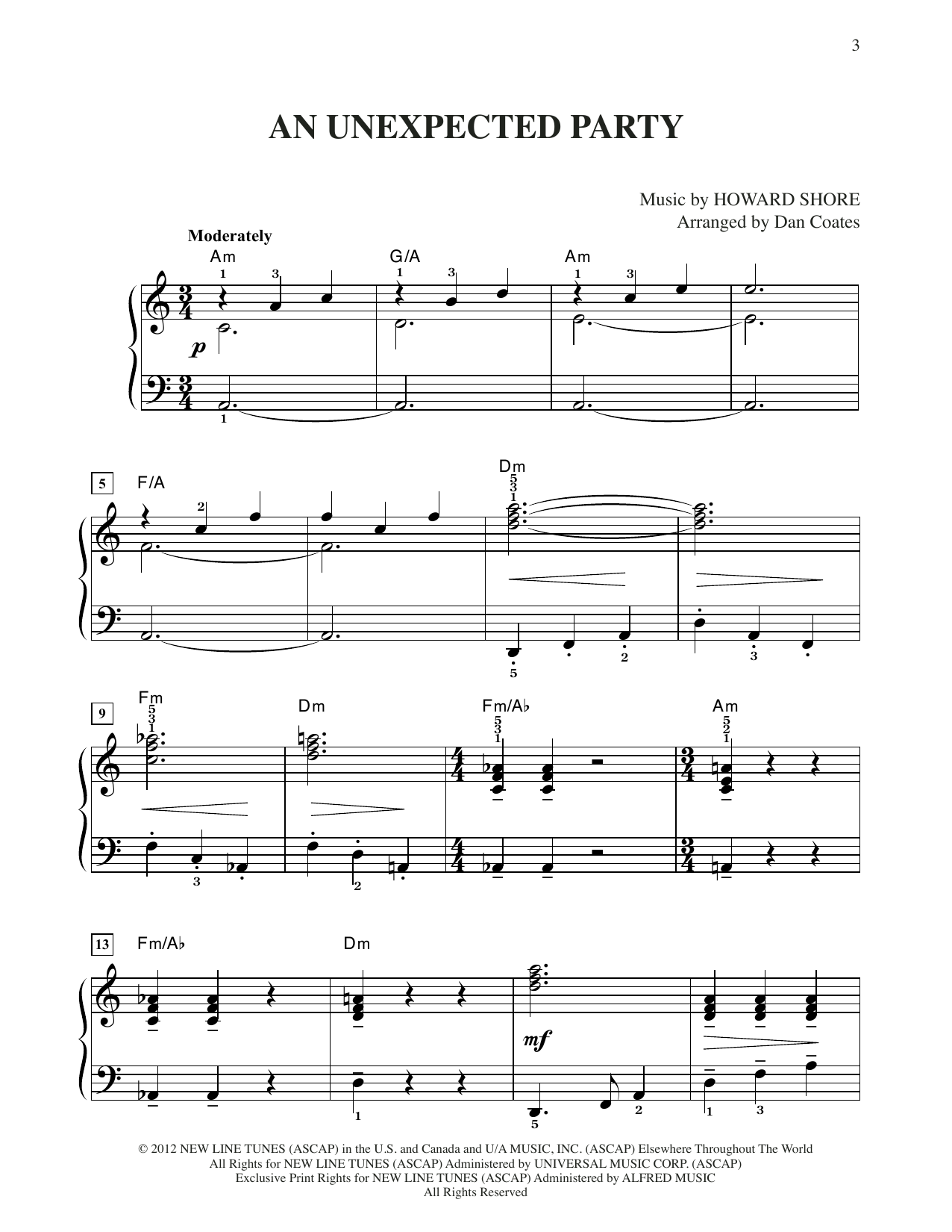 Download Howard Shore An Unexpected Party (from The Hobbit: A Sheet Music
