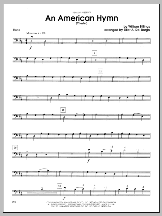 Download Del Borgo An American Hymn (Chester) - Bass Sheet Music