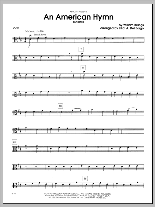Download Del Borgo An American Hymn (Chester) - Viola Sheet Music
