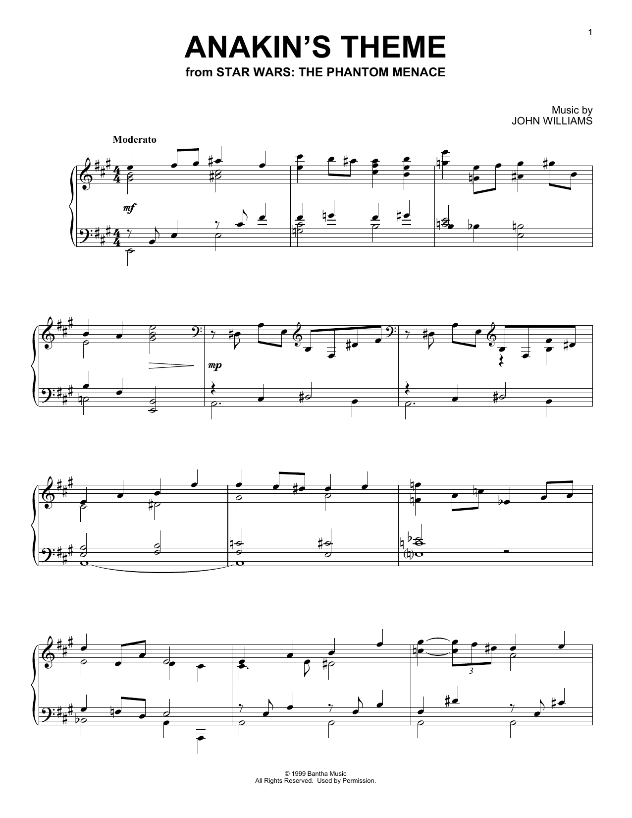 Download John Williams Anakin's Theme (from Star Wars: The Pha Sheet Music