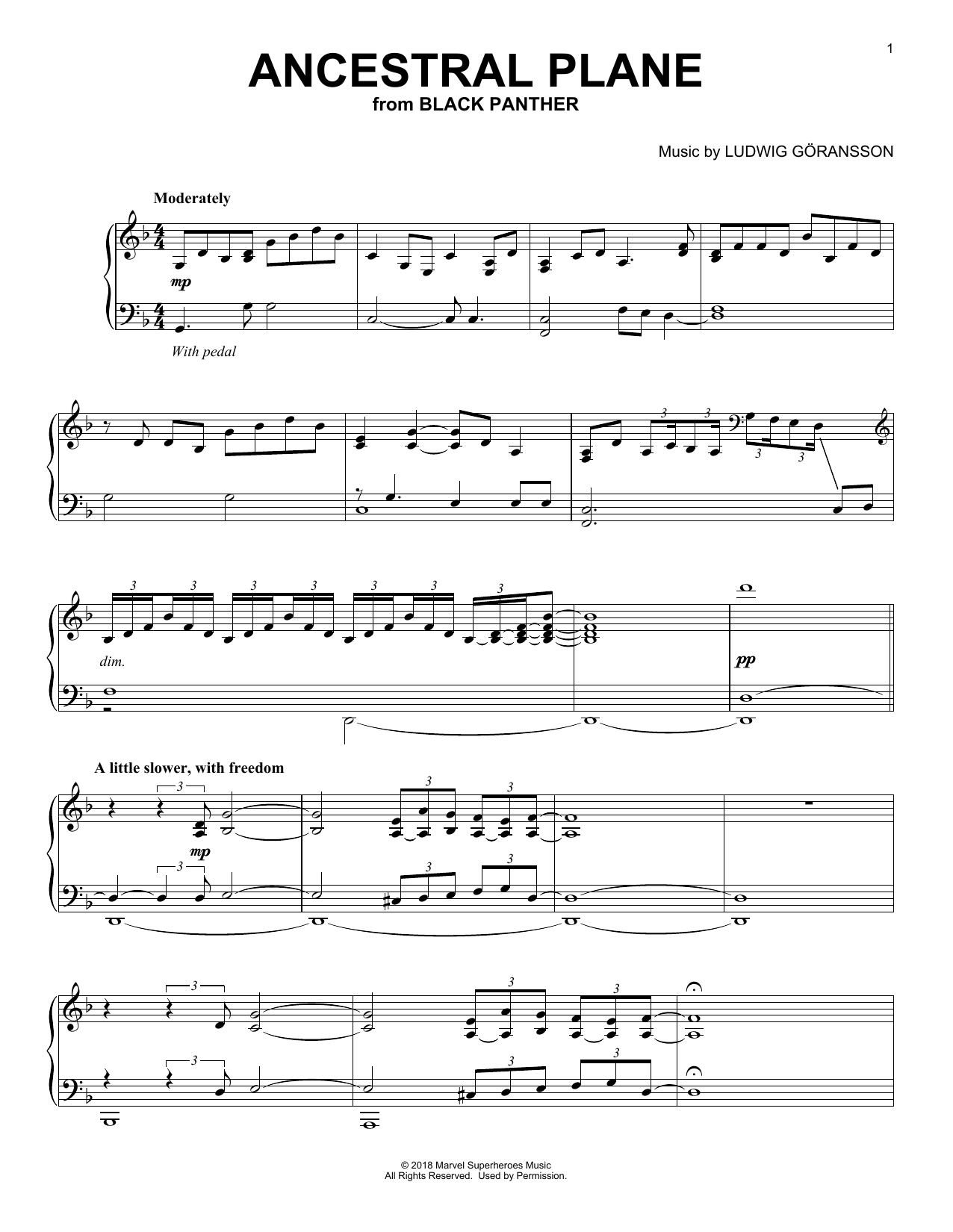Download Ludwig Goransson Ancestral Plane (from Black Panther) Sheet Music