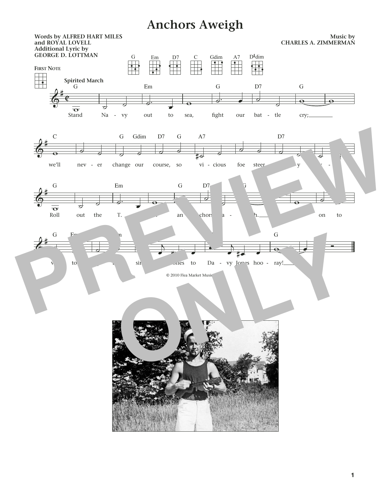 Download Charles A. Zimmerman Anchors Aweigh (from The Daily Ukulele) Sheet Music