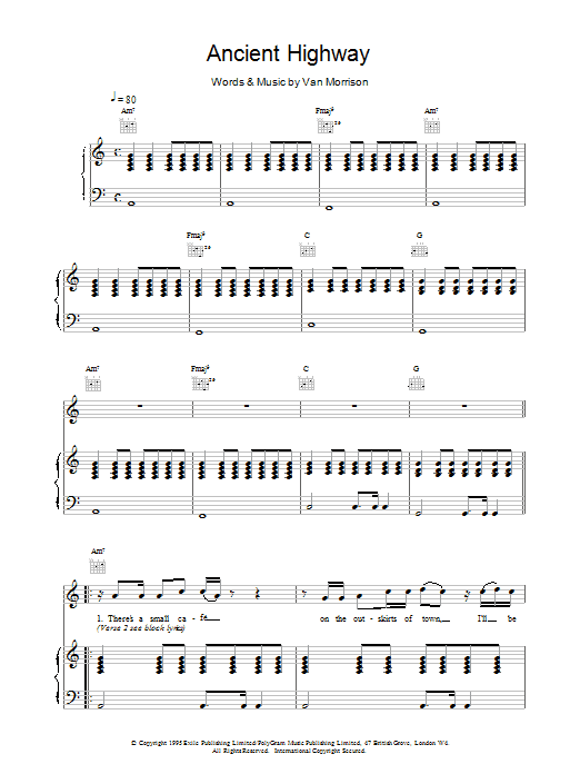 Van Morrison Ancient Highway sheet music notes printable PDF score