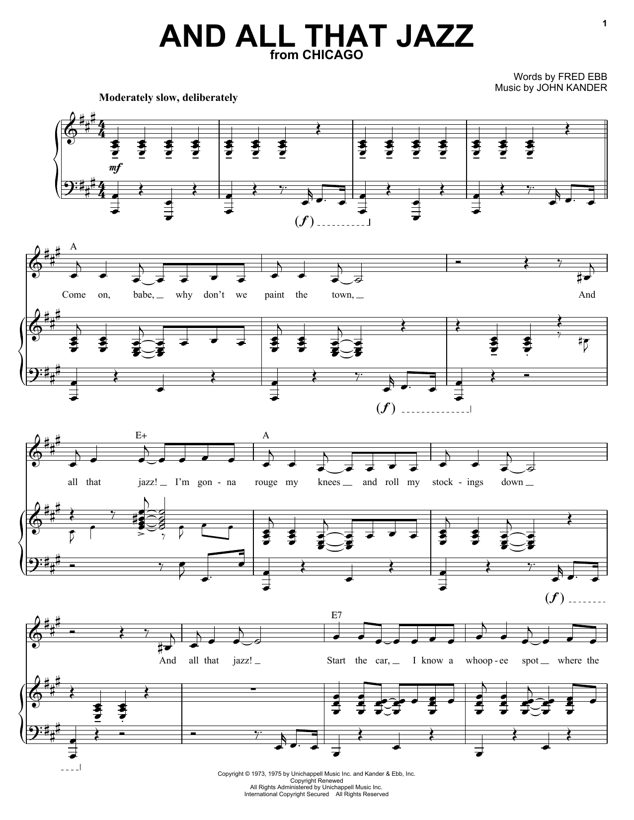 Download Kander & Ebb And All That Jazz Sheet Music