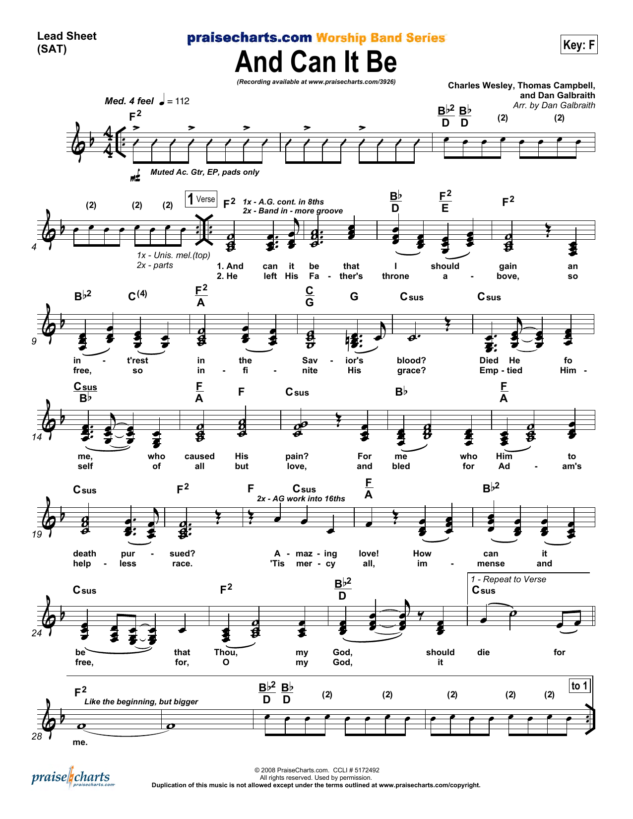 Download Dan Galbraith And Can It Be Sheet Music