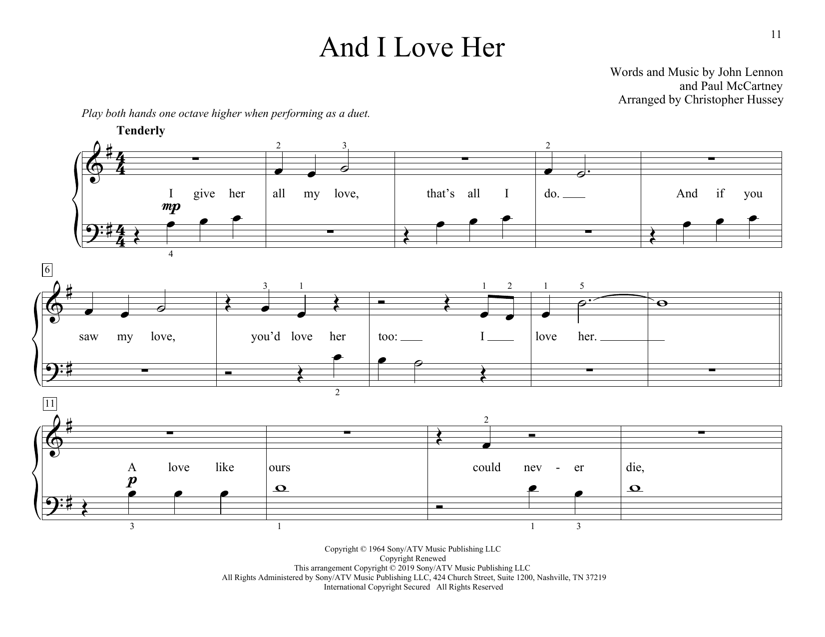 Download The Beatles And I Love Her (arr. Christopher Hussey Sheet Music