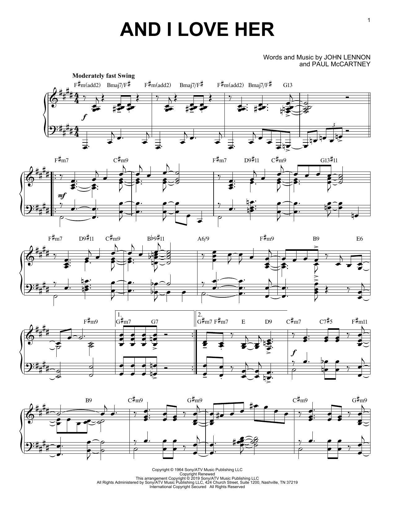 Download The Beatles And I Love Her [Jazz version] Sheet Music