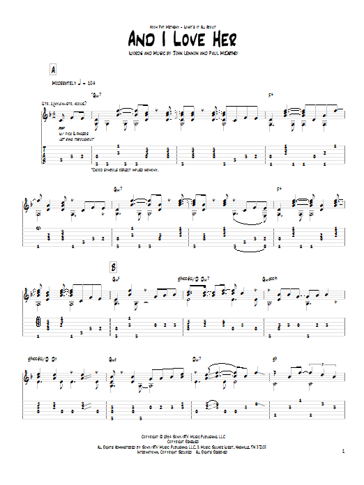 Download Pat Metheny And I Love Her Sheet Music