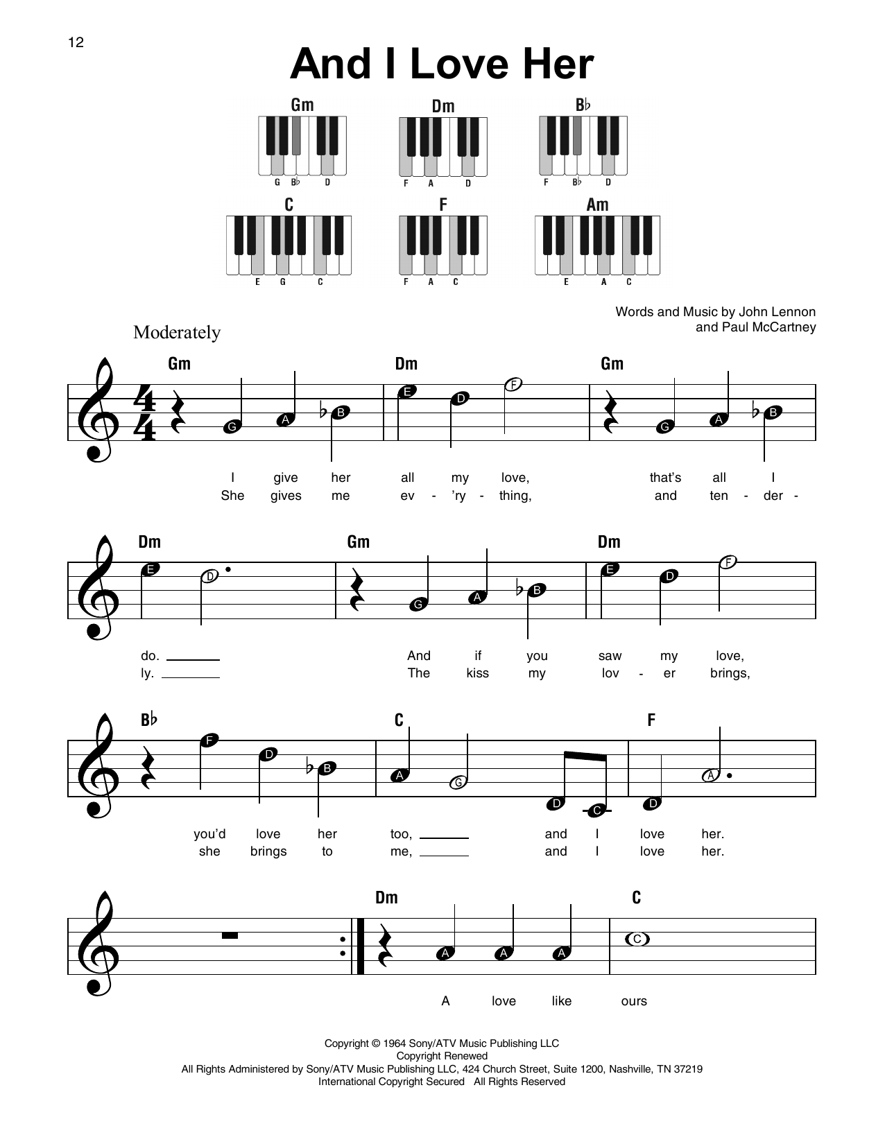 Download The Beatles And I Love Her Sheet Music