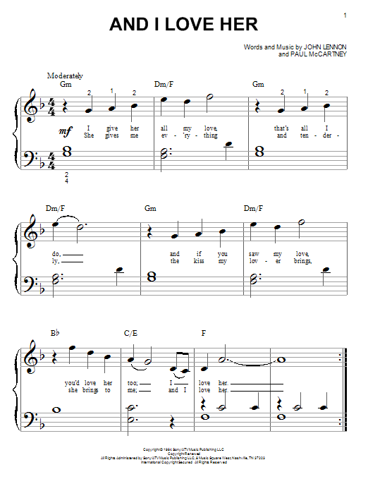 Download The Beatles And I Love Her Sheet Music