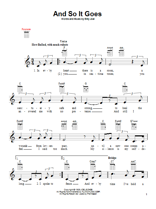 Download Billy Joel And So It Goes Sheet Music
