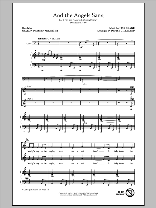 Download Denise Gilliland And The Angels Sang Sheet Music