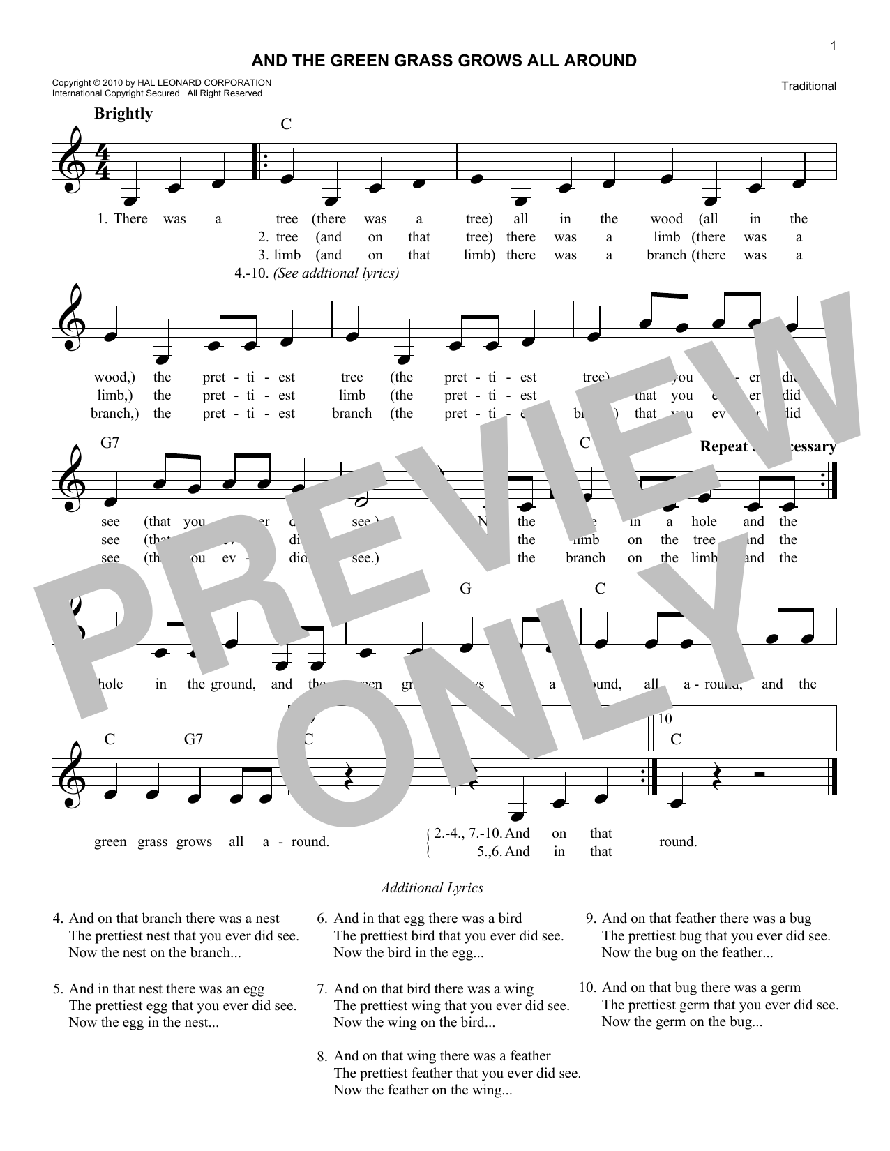 Download Traditional And The Green Grass Grows All Around Sheet Music