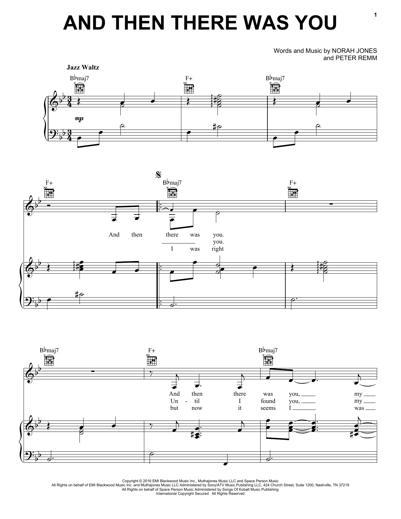 Download Norah Jones And Then There Was You Sheet Music