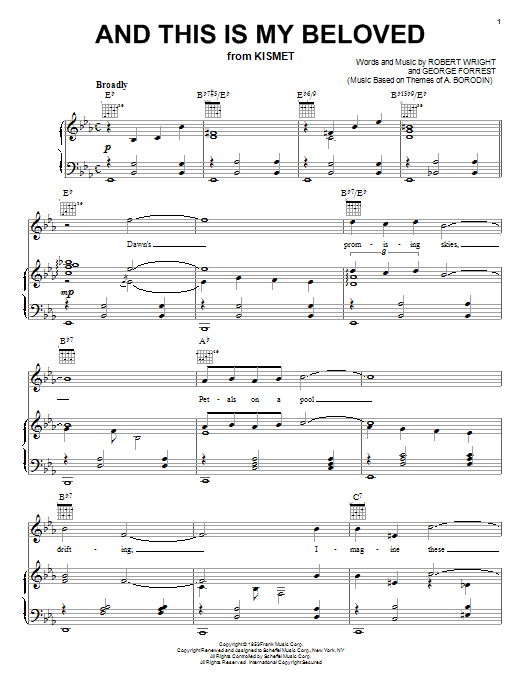 Download Jerry Vale And This Is My Beloved Sheet Music