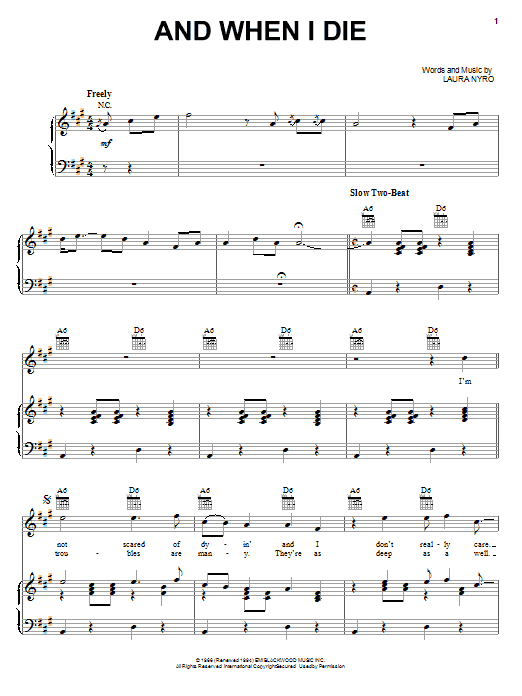 Download Blood, Sweat & Tears And When I Die Sheet Music