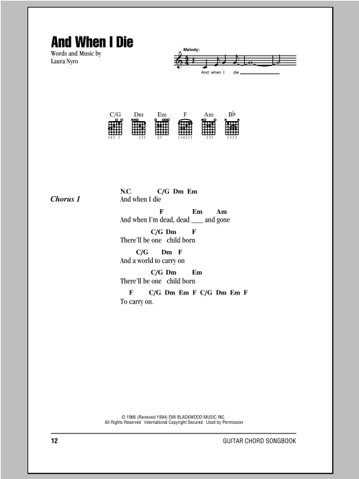 Download Peter, Paul & Mary And When I Die Sheet Music