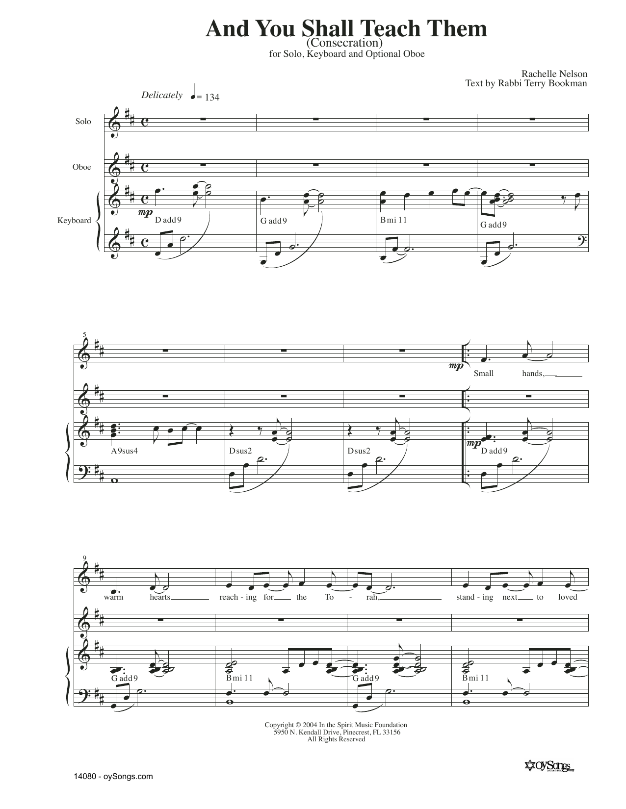 Download Rachelle Nelson And You Shall Teach Them (opt. Oboe) Sheet Music