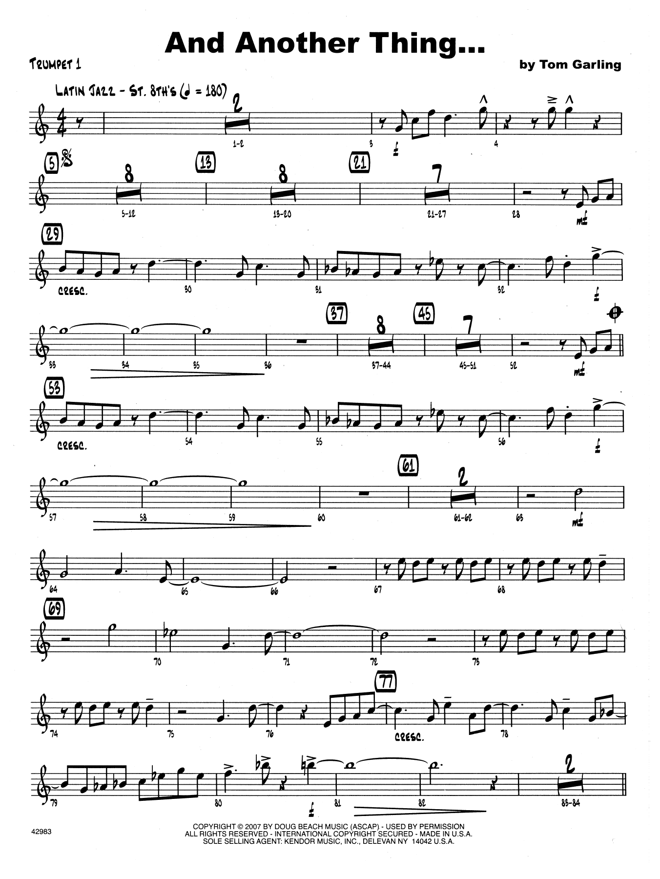 Download Tom Garling And Another Thing - 1st Bb Trumpet Sheet Music