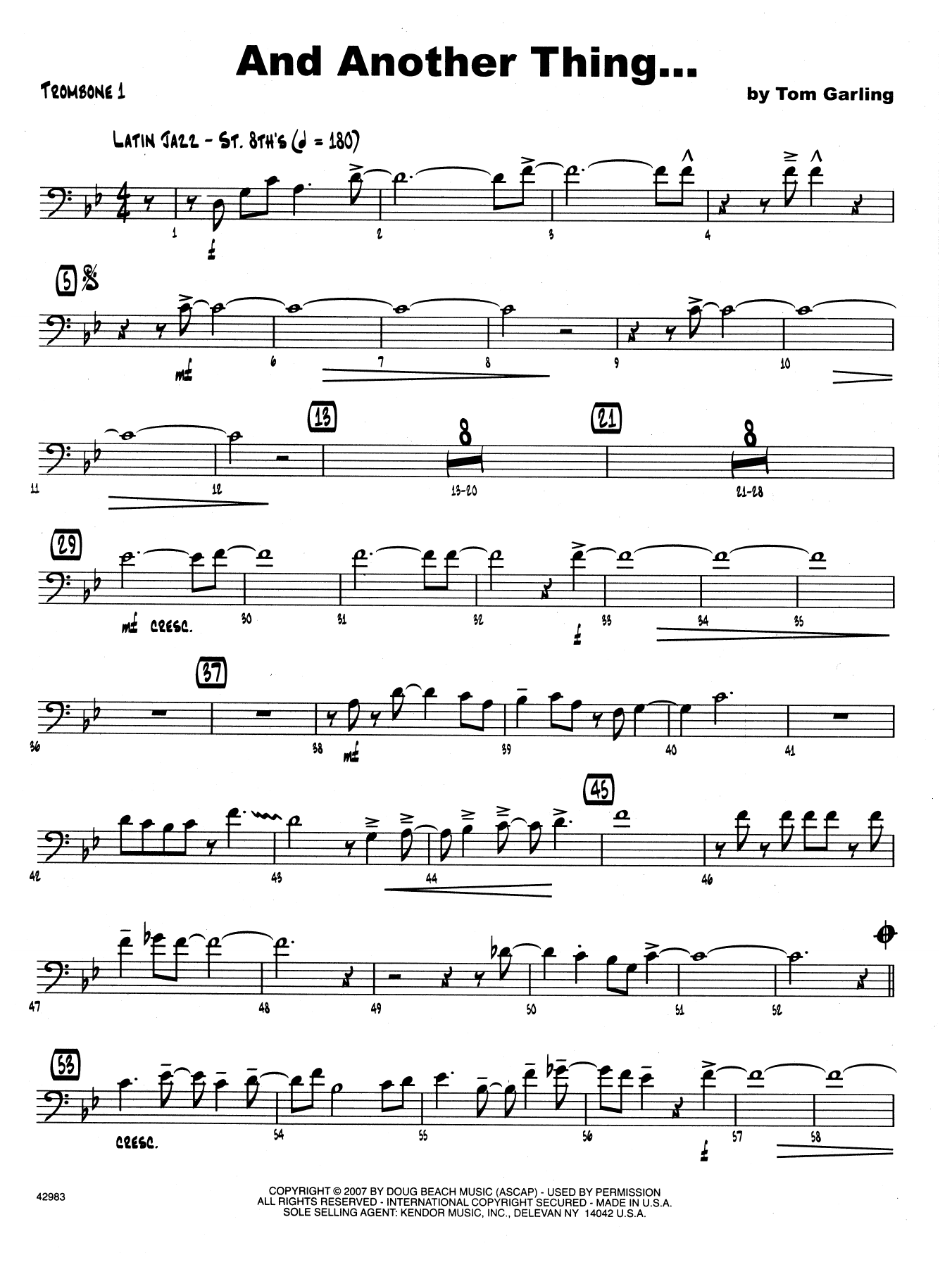 Download Tom Garling And Another Thing - 1st Trombone Sheet Music