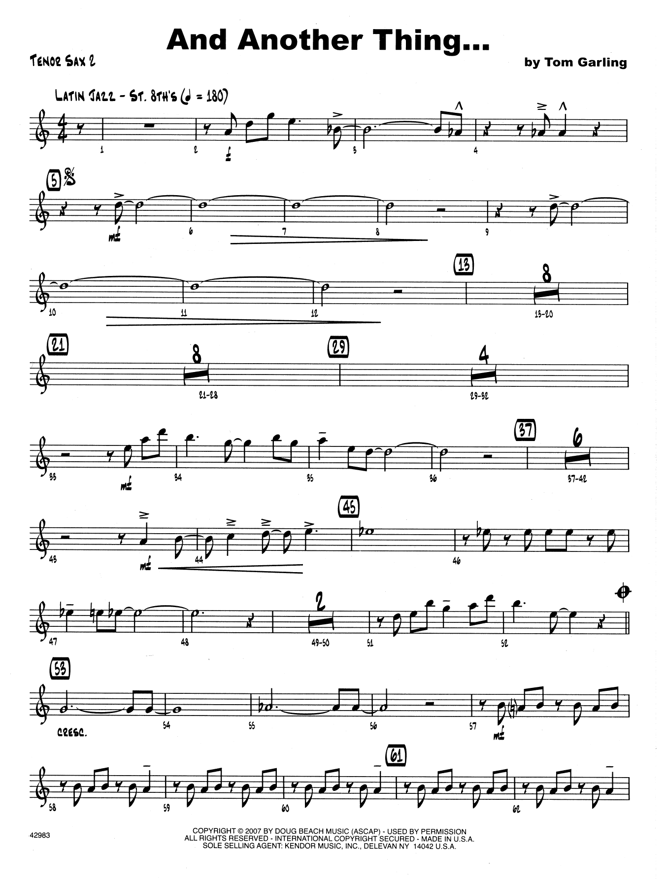 Download Tom Garling And Another Thing - 2nd Bb Tenor Saxoph Sheet Music