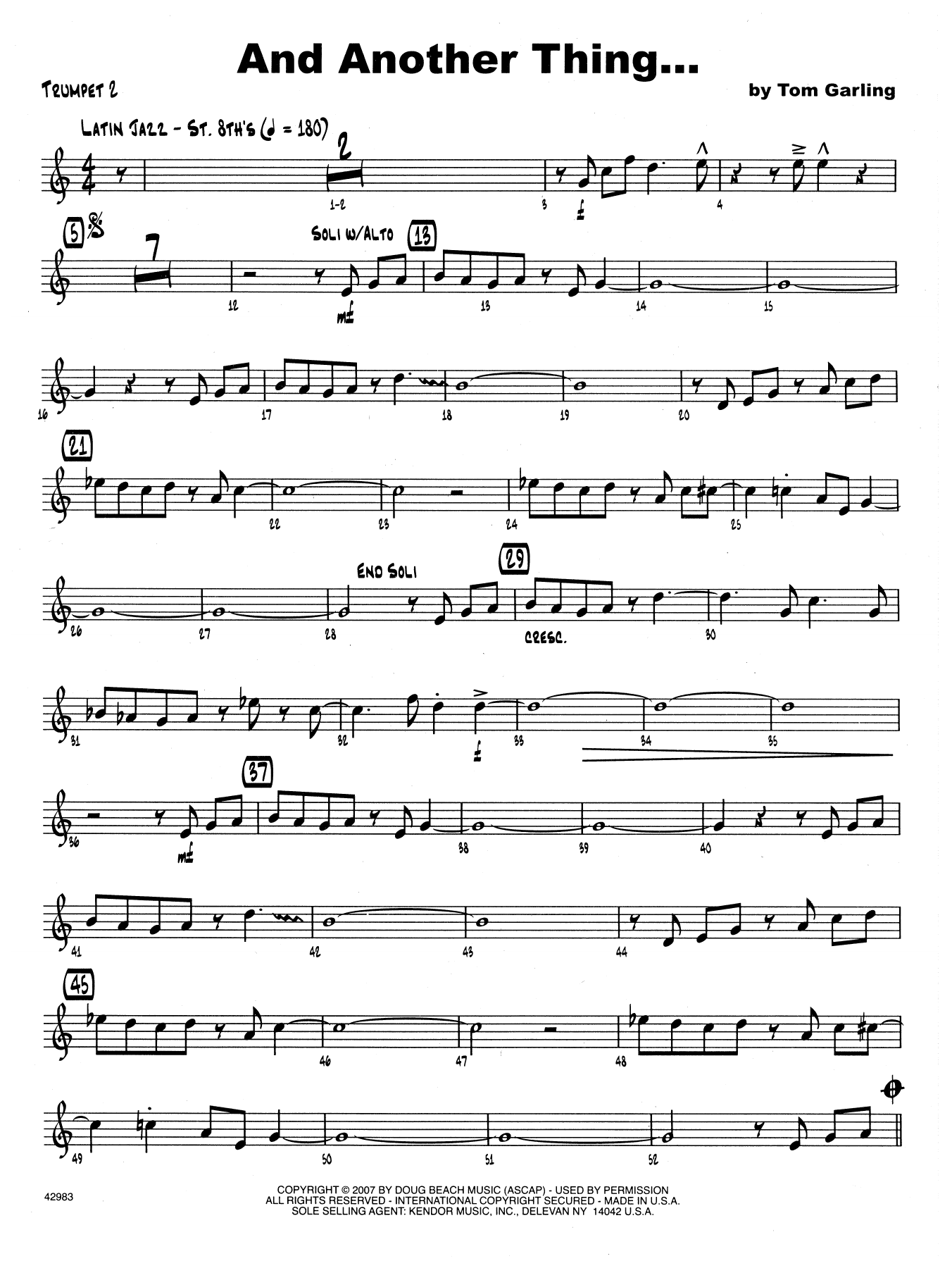 Download Tom Garling And Another Thing - 2nd Bb Trumpet Sheet Music
