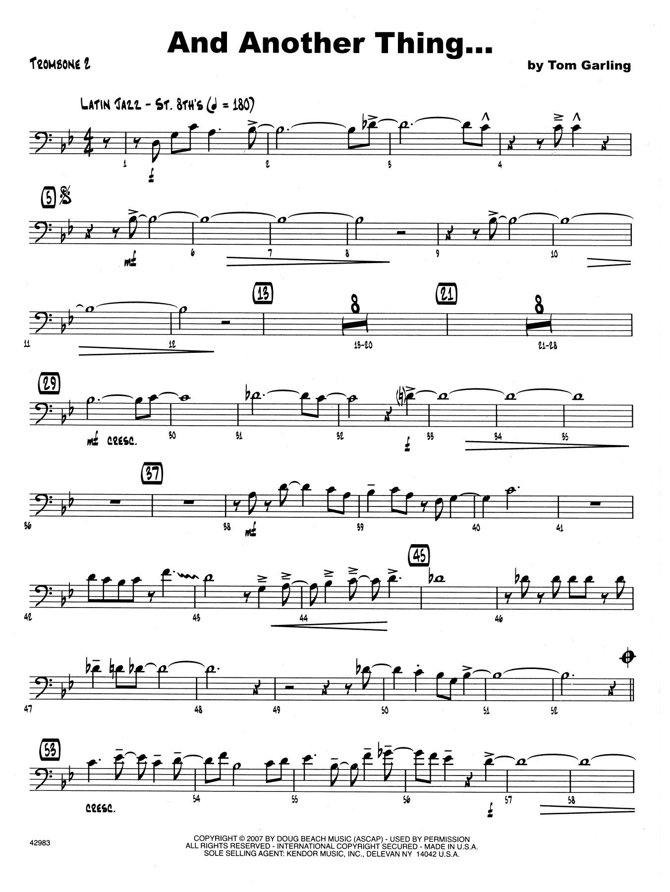 Download Tom Garling And Another Thing - 2nd Trombone Sheet Music