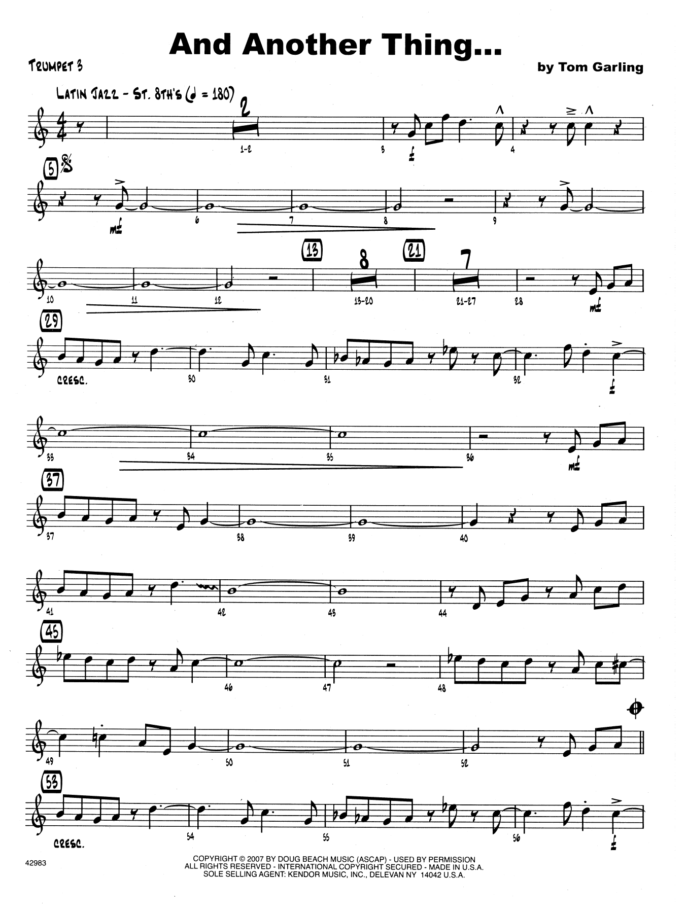 Download Tom Garling And Another Thing - 3rd Bb Trumpet Sheet Music