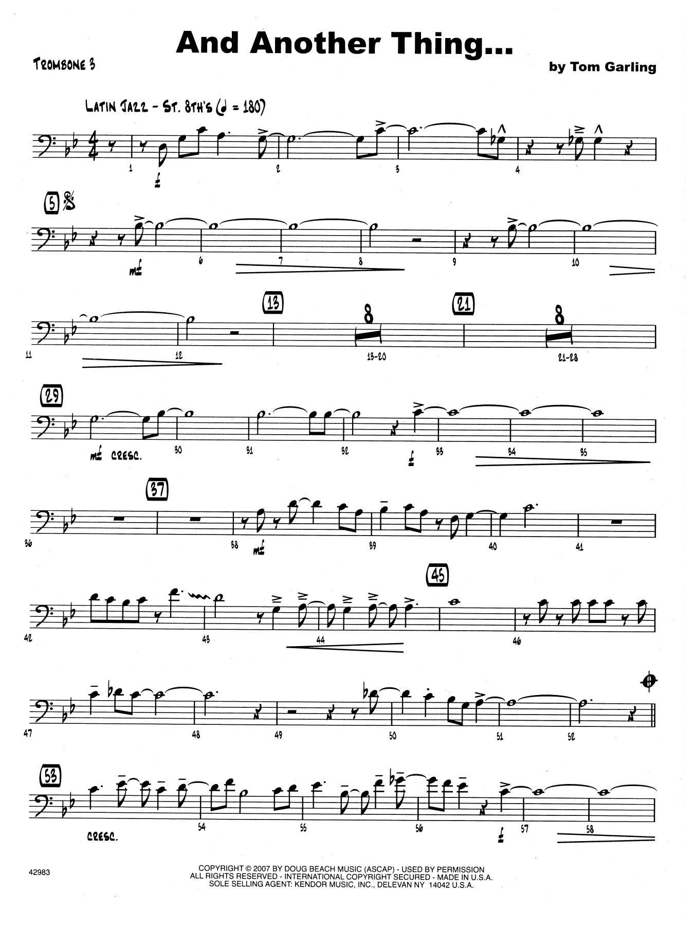 Download Tom Garling And Another Thing - 3rd Trombone Sheet Music