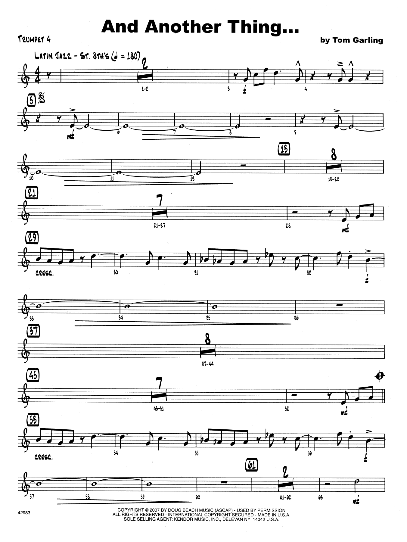 Download Tom Garling And Another Thing - 4th Bb Trumpet Sheet Music