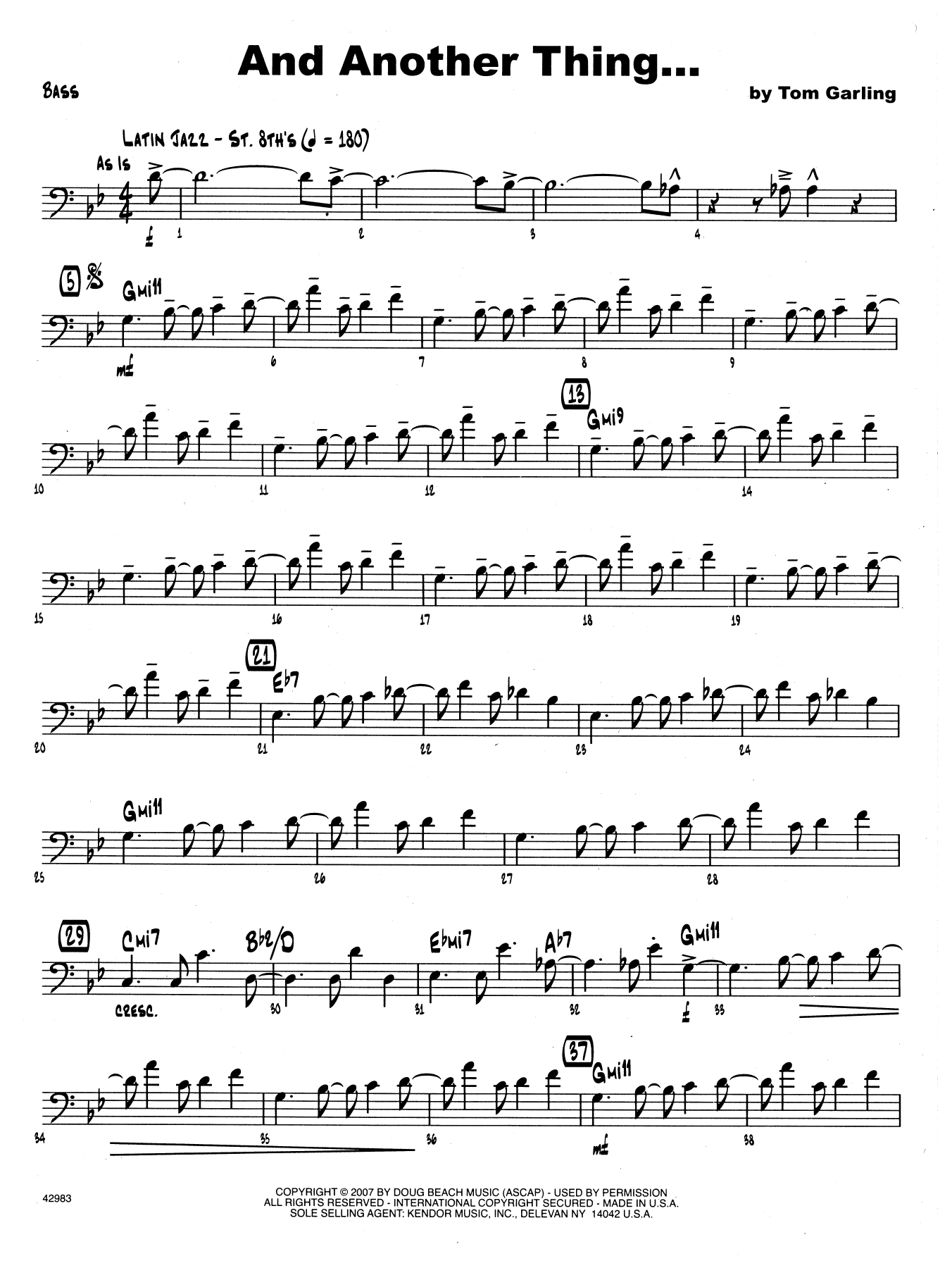 Download Tom Garling And Another Thing - Bass Sheet Music