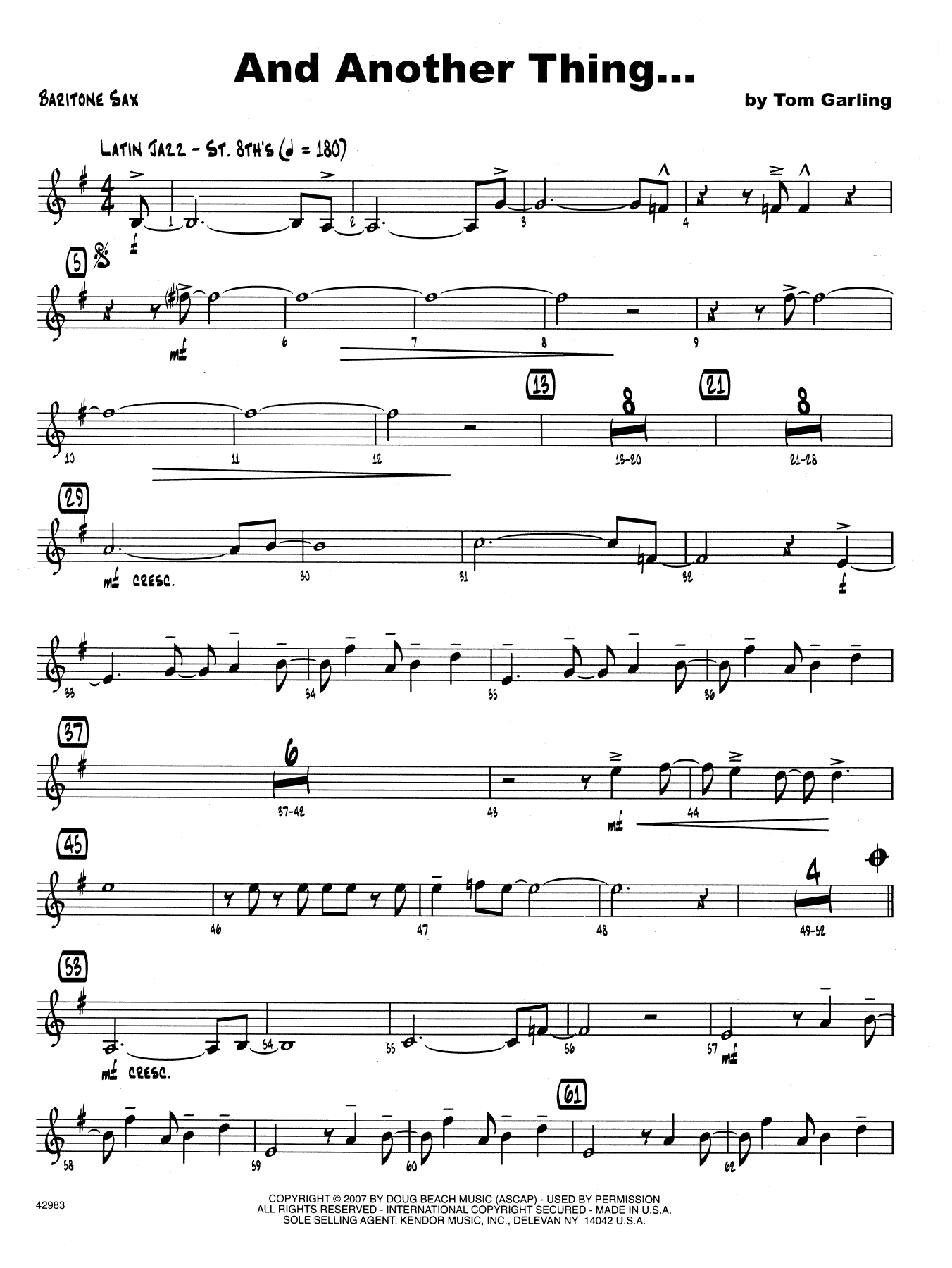 Download Tom Garling And Another Thing - Eb Baritone Saxopho Sheet Music