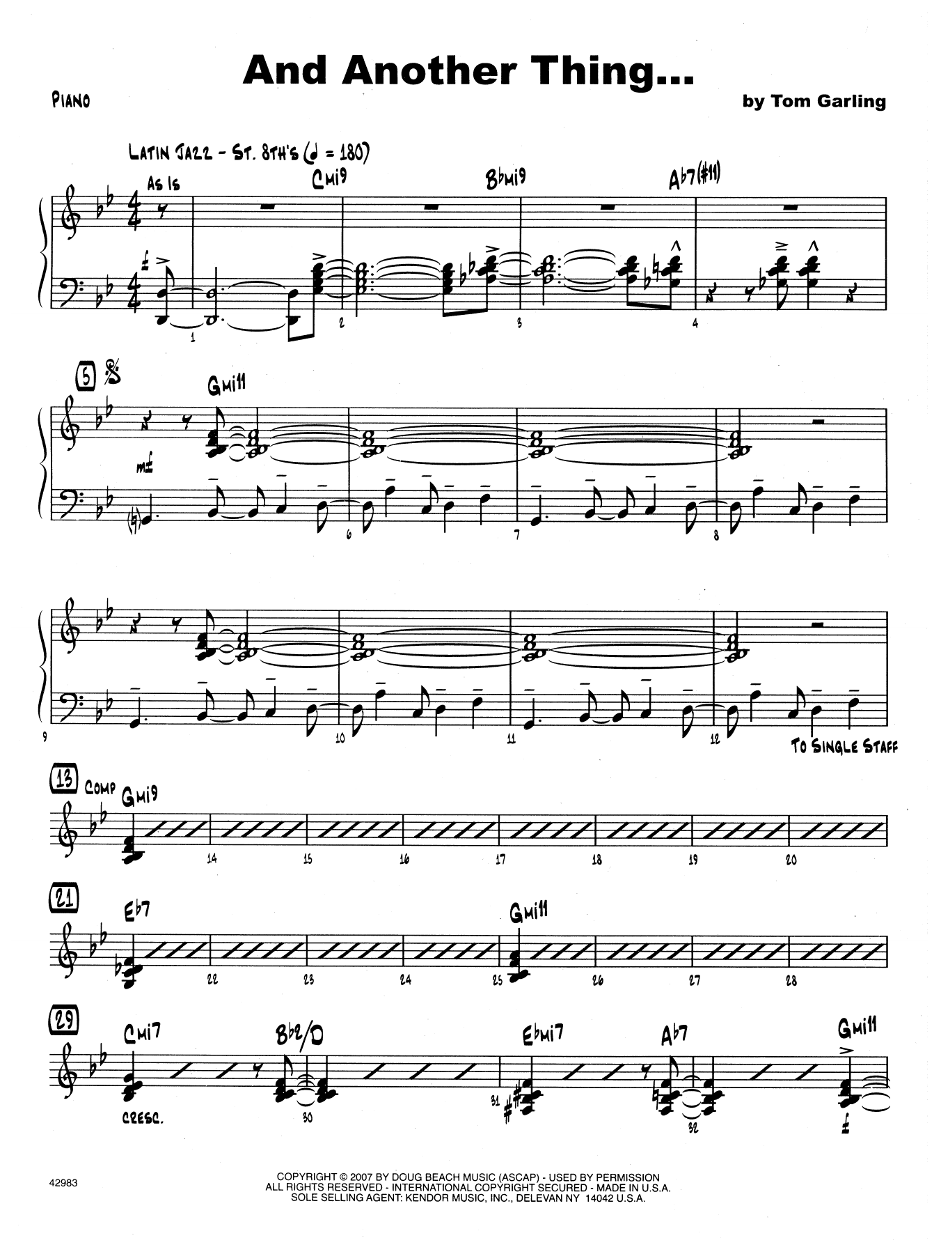 Download Tom Garling And Another Thing - Piano Sheet Music